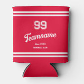 Red Baseball Club Custom Player Nummer & TeamName Blikjeskoeler (Voorkant)