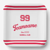 Red Baseball Club Custom Player Nummer & TeamName Papieren Bordje (Voorkant)
