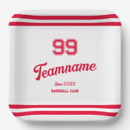 Red Baseball Club Custom Player Nummer & TeamName Papieren Bordje