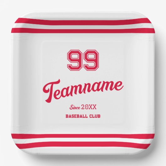 Red Baseball Club Custom Player Nummer & TeamName Papieren Bordje (Voorkant)