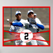 Red Baseball Custom Photo and Jersey Number Poster (Voorkant)