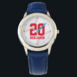 Red Baseball Jersey Number Horloge<br><div class="desc">Sport is het ideale ontwerp voor jongens en meisjes van alle leeftijden.</div>