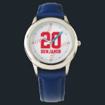 Red Baseball Jersey Number Horloge<br><div class="desc">Sport is het ideale ontwerp voor jongens en meisjes van alle leeftijden.</div>