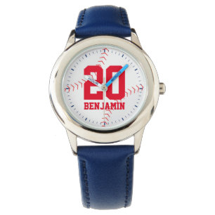 Red Baseball Jersey Number Horloge