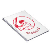 Red Baseball Player Coach Athlete Custom Name Cool Notitieboek (Rechterzijde)