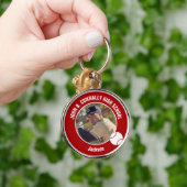 Red Baseball Player Photo High School Spirit Sleutelhanger (Hand)