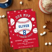 Red Baseball Themed Kids Sports Birthday  Kaart