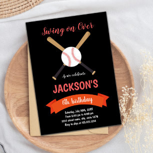 Red Baseball verjaardagsuitnodiging Kaart