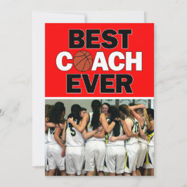 Red Basketball Coach Best Ever Custom Photo Bedankkaart