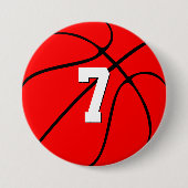 Red Basketball Custom Player Jersey Number Sports Ronde Button 7,6 Cm (Voorkant)