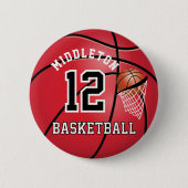 Red Basketball 🏀 en Hoop | DIY-tekst Ronde Button 5,7 Cm (Voorkant)