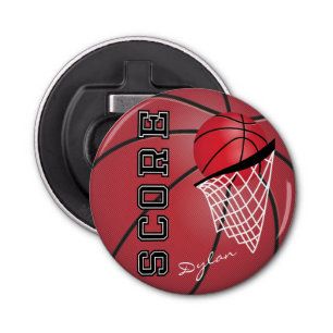 Red Basketball en Net Button Flesopener