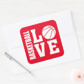 Red Basketball Love, Basketball Vierkante Sticker (Envelop)