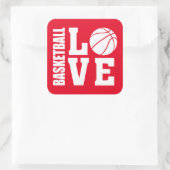 Red Basketball Love, Basketball Vierkante Sticker (Tas)