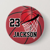 Red Basketball-ontwerp | Personaliseren Ronde Button 7,6 Cm (Voorkant)