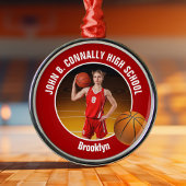 Red Basketball Player Photo Christmas Metalen Ornament