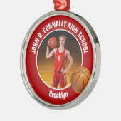 Red Basketball Player Photo Christmas Metalen Ornament (Links)