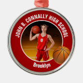 Red Basketball Player Photo Christmas Metalen Ornament (Voorkant)