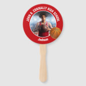 Red Basketball Player Photo High School Spirit Handwaaier (Achterkant)