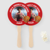 Red Basketball Player Photo High School Spirit Handwaaier (Voorkant en achterkant)