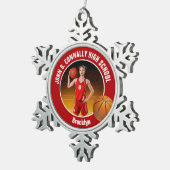 Red Basketball Player Photo Keepsake Gift Tin Sneeuwvlok Ornament (Rechts)