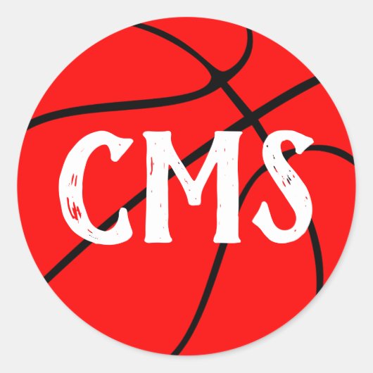 Red Basketball Team Party, Pep Rally of Event Ronde Sticker (Voorkant)