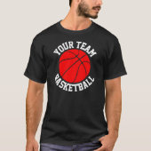 Red Basketball Team, Player & Jersey Number Sports T-shirt (Voorkant)