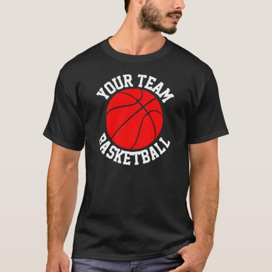 Red Basketball Team, Player & Jersey Number Sports T-shirt (Voorkant)