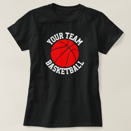 Red Basketball Team, Player & Jersey Number Tshirt (Design voorkant)