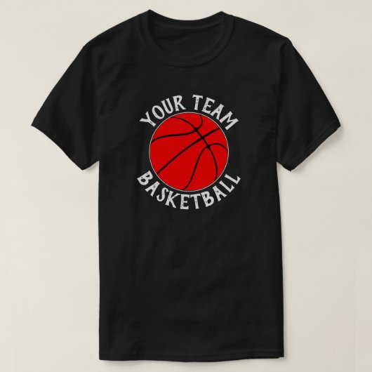 Red Basketball Team, Player Name and Jersey Number T-shirt (Design voorkant)