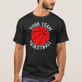 Red Basketball Team, Player Name and Jersey Number T-shirt