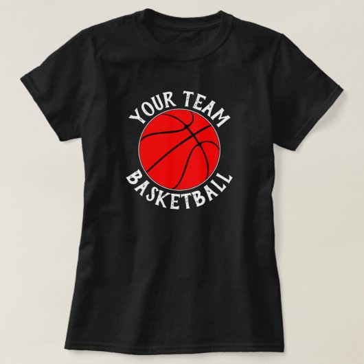 Red Basketball Team, Player Name & Jersey Number T-shirt (Design voorkant)