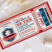 Red  Basketball Ticket Birthday Party Kaart