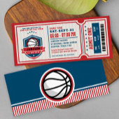 Red  Basketball Ticket Birthday Party Kaart