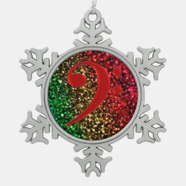 Red Bass Clef Music Holiday Ornament