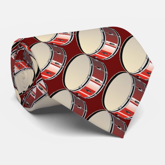 Red Bass Drum Tiled Pattern Necktie Stropdas (Opgerold)