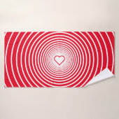 Red Bath Towel met hart - aangepaste kleuren Badhanddoek (Badhanddoek)