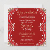 Red Batik Bohemian Engagement Party Kaart (Achterkant)