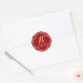 Red Batik Boho Vibes Special Event Monogram Ronde Sticker (Envelop)