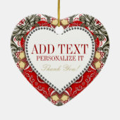 Red Batik Monogram Love Heart Ornament (Achterkant)