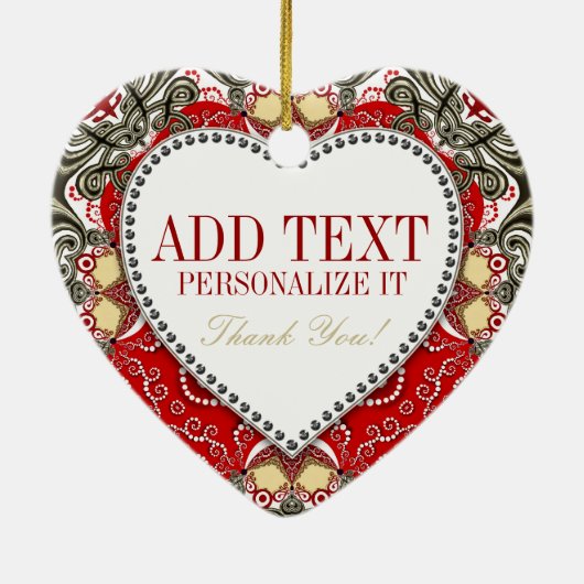 Red Batik Monogram Love Heart Ornament (Achterkant)