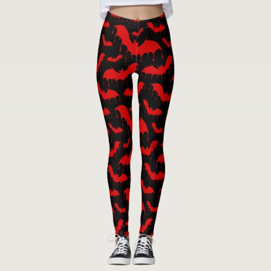 Red Bats Moth Nu Gothic Gotisch Alternatief Leggings (Voorkant)