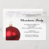 Red Bauble-kerstfeestuitnodiging (Voorkant / Achterkant)