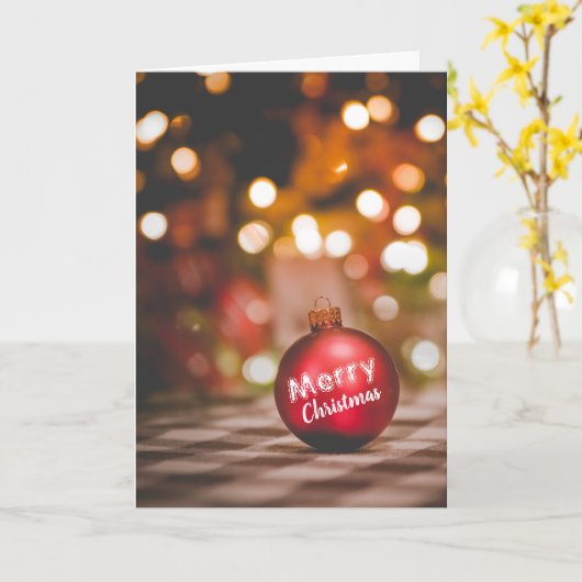 Red Bauble, kerstgroet Kaart (Gele Bloem)