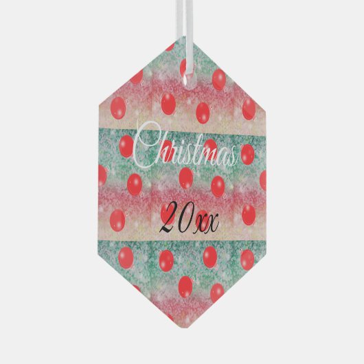 Red Bauble-kerstontwerp Glas Ornament (Voorkant Rechts)