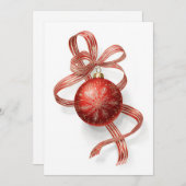 Red Bauble Ornament Gold Snowflake Ribbon Feestdagenkaart (Voorkant / Achterkant)