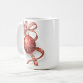 Red Bauble Ornament Gold Snowflake Ribbon Koffiemok (Voorkant links)