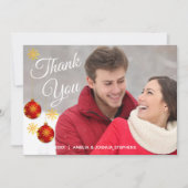 Red Bauble Photo Holiday  | Weddenschap Hartelijk  Bedankkaart (Voorkant)