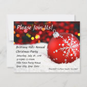 Red Bauble Snow Aangepaste Kerstuitnodigingen Kaart (Voorkant)