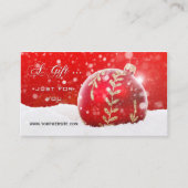 Red Bauble Sparking Snow-kerstcadeautjes Kaart Kortingskaartje (Voorkant)